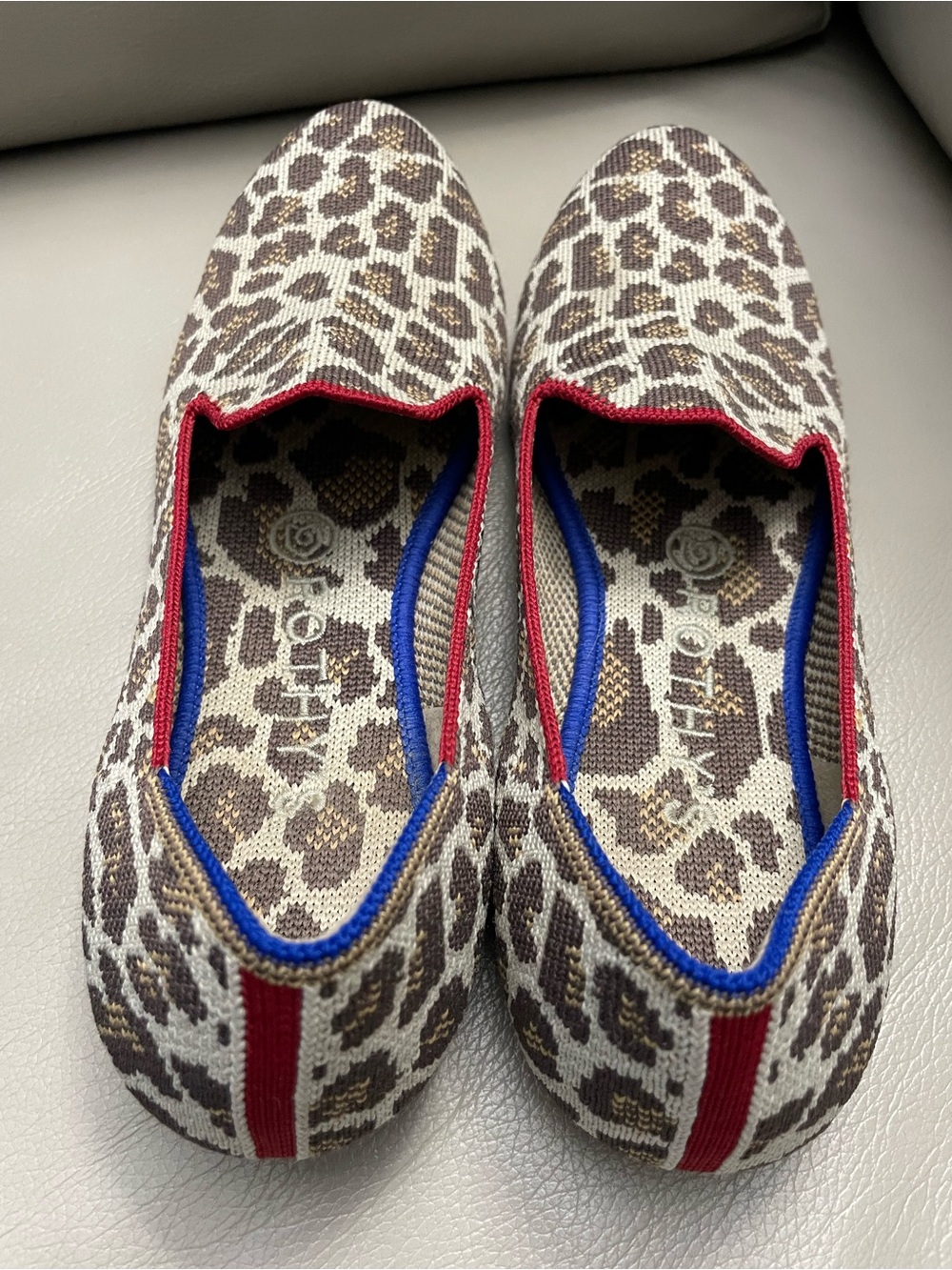 Rothy's Leopard Print Flats with Red Trim - Picture 3 of 5